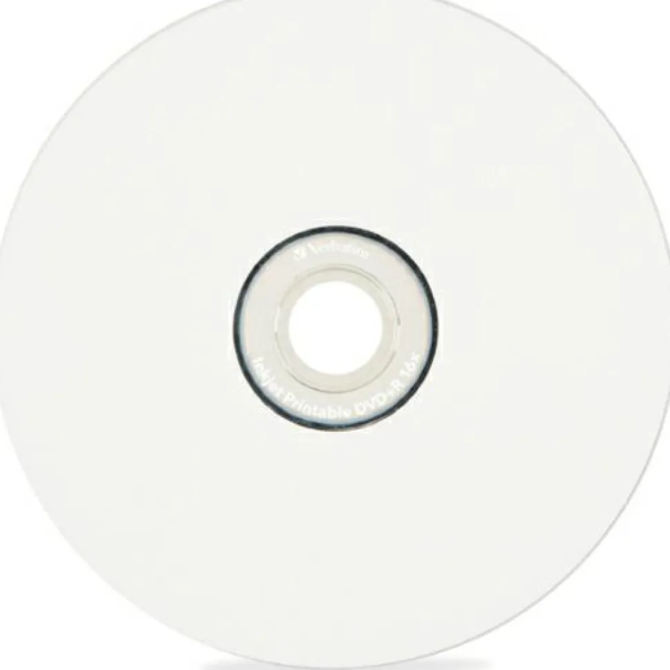 Verbatim DVD+R 4.7GB 16X White Inkjet Printable - 100pk Spindle - 120mm - Printable
