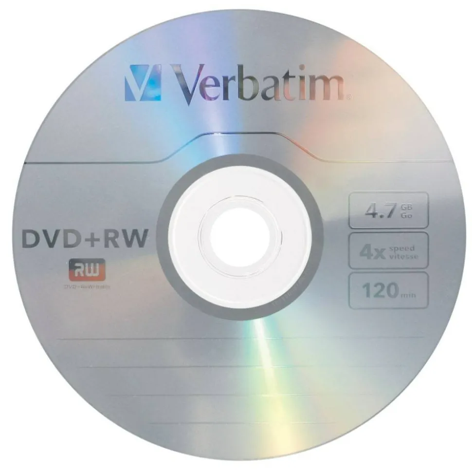 Verbatim DVD+RW Rewritable Media Spindle, 4.7GB/120 Minutes, Pack Of 30