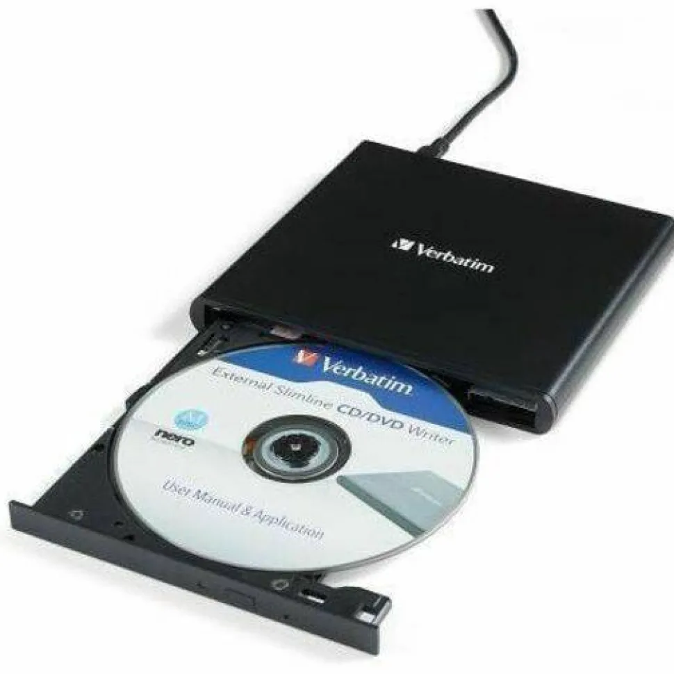 Verbatim External Slimline CD/DVD Writer, 8X DVD Write Speed/24X CD Write Speed