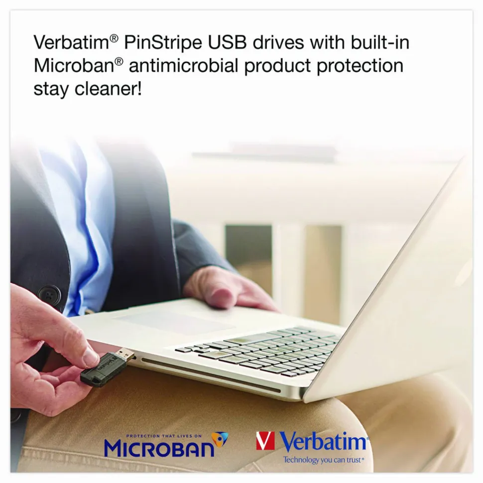 Verbatim 64GB PinStripe USB Flash Drive - Business 10pk - Black