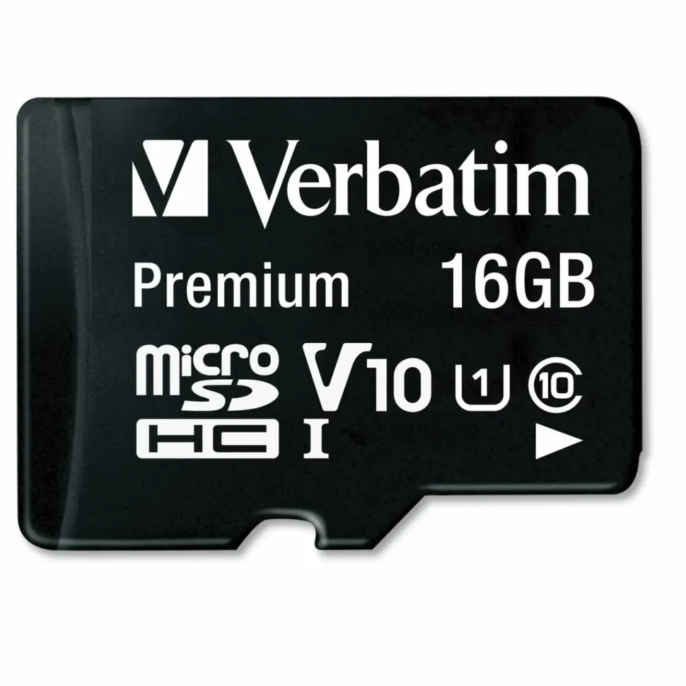 Verbatim 16GB Premium microSDHC Memory Card with Adapter, UHS-I V10 U1 Class 10 - 16GB