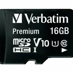 Verbatim 16GB Premium microSDHC Memory Card with Adapter, UHS-I V10 U1 Class 10 - 16GB