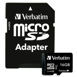 Verbatim 16GB Premium microSDHC Memory Card with Adapter, UHS-I V10 U1 Class 10 - 16GB