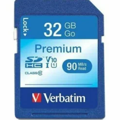 Verbatim 32GB Premium SDHC Memory Card, UHS-I V10 U1 Class 10, Up to 90MB/s Read Speed