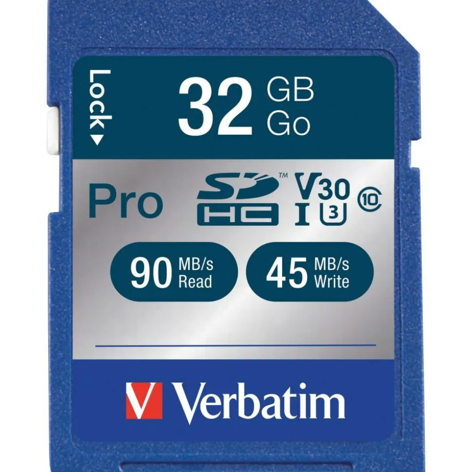 Verbatim 32GB Pro 600X SDHC Memory Card, UHS-1 U3 Class 10 - Class 10/UHS-I - 1 Card - 600x Memory Speed