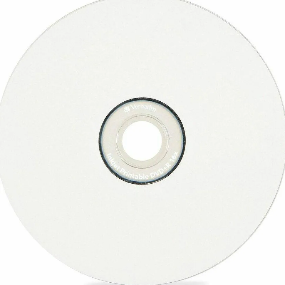 Verbatim Inkjet Printable DVD-R Spindle, White, Pack Of 100
