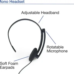 Verbatim Mono Headset with Microphone and In-Line Remote