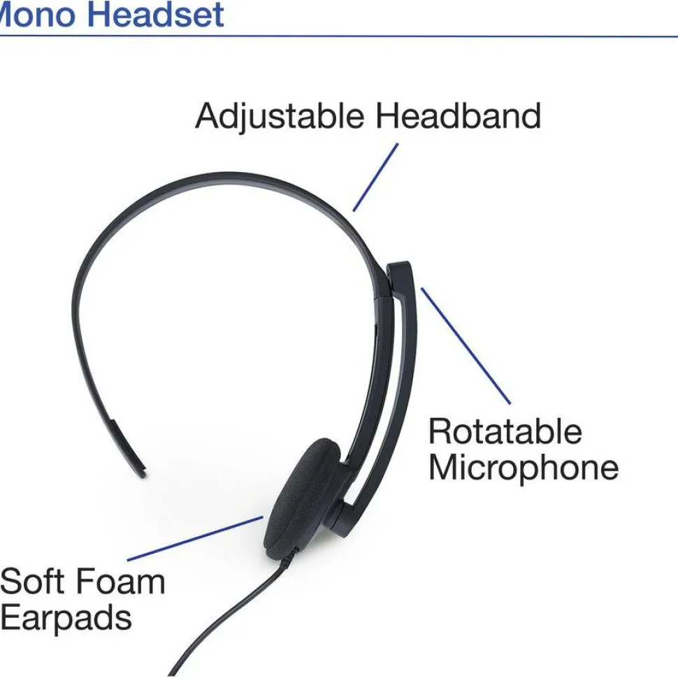 Verbatim Mono Headset with Microphone and In-Line Remote