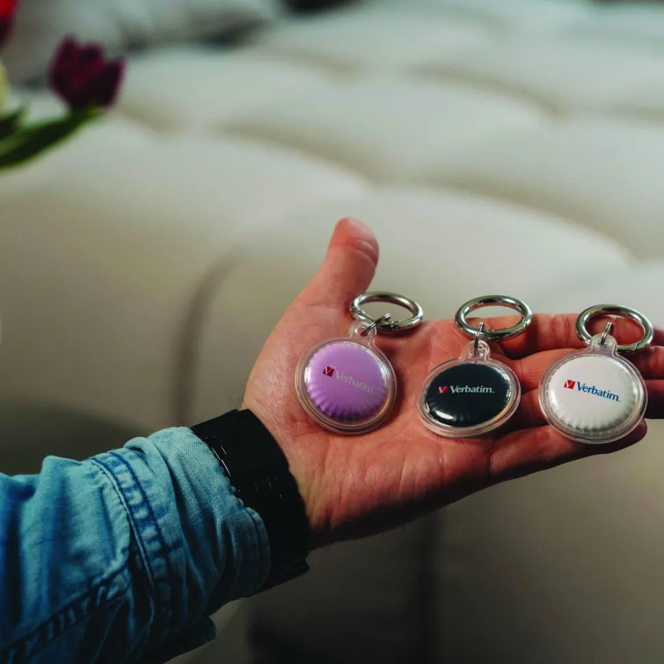 Verbatim My Finder Bluetooth Coin Tracker for Apple iOS, Black/Purple/White, 3/Pack