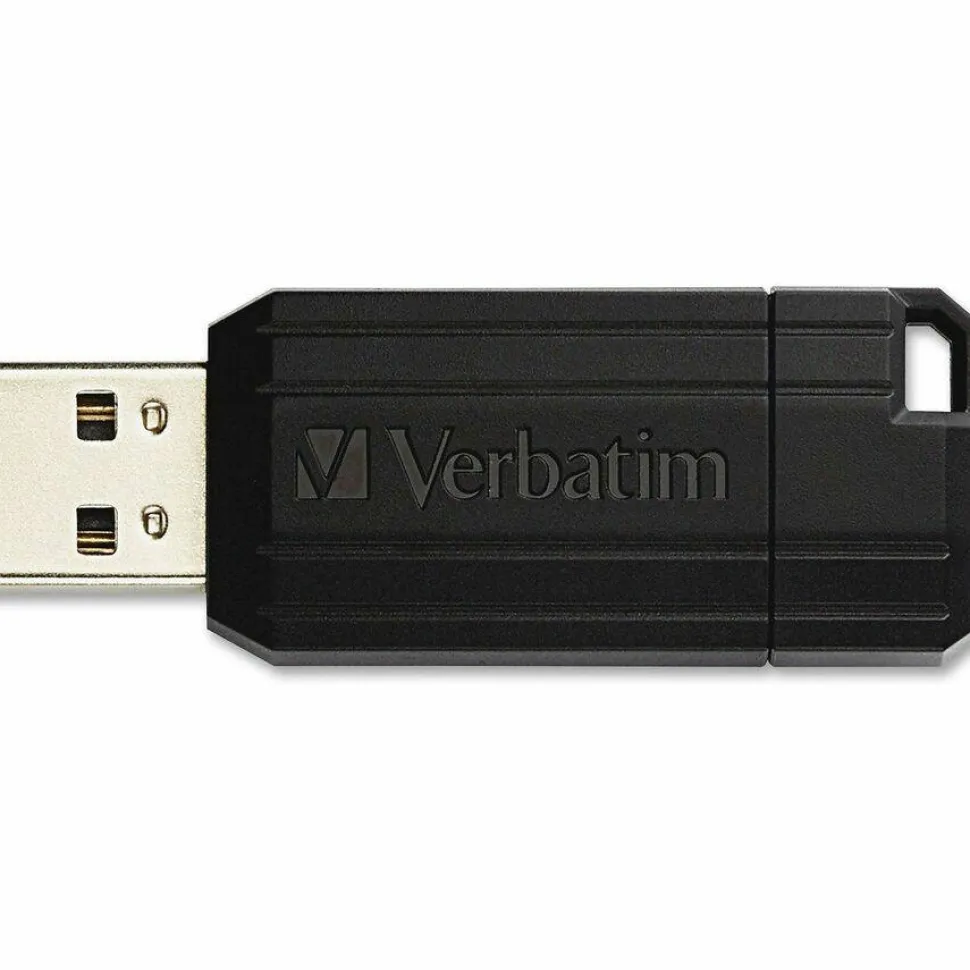 Verbatim PinStripe USB Flash Drive, 128GB, Black