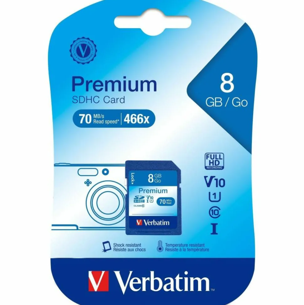 Verbatim Premium Class 6 Secure Digital High Capacity (SDHC) Memory Card, 8GB