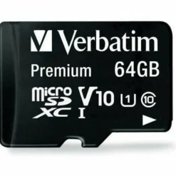 Verbatim Premium UHS-I Class 10 MicroSDXC Memory Card With Adapter, 64GB