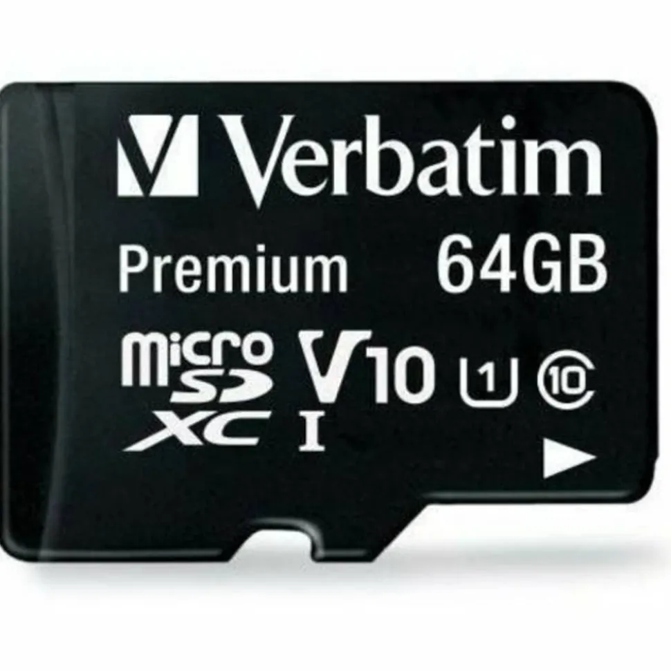 Verbatim Premium UHS-I Class 10 MicroSDXC Memory Card With Adapter, 64GB