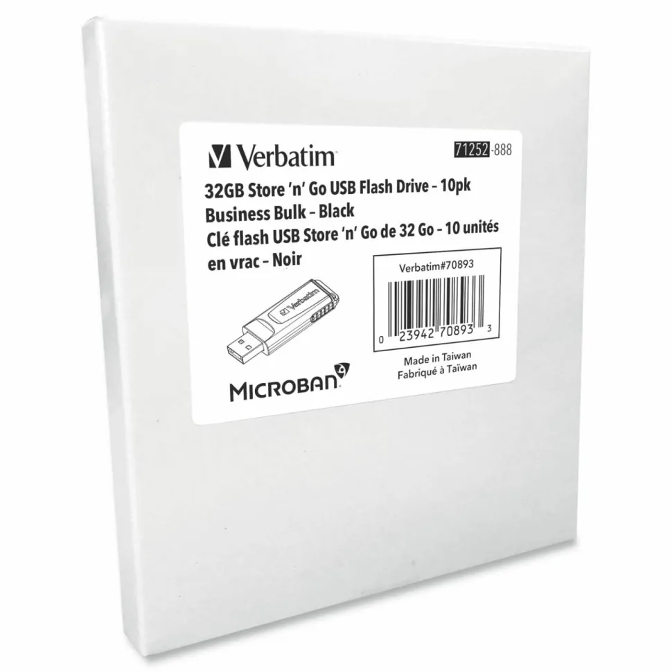 Verbatim Store 'n' Go USB Flash Drive Business Bulk, 32 GB, Black, 10/Pack