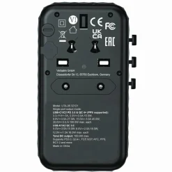 Verbatim UTA-06 Gan III Universal Travel Adapter, (2) USB-A/(2) USB-C/Quick Charge 4+