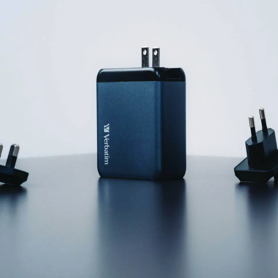 Verbatim 200 W 4-Port GaN Wall Charger, Black/Gray