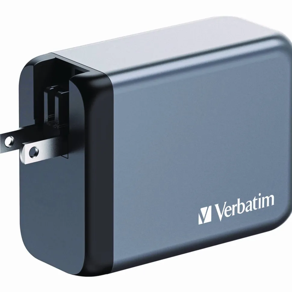Verbatim 200 W 4-Port GaN Wall Charger, Black/Gray