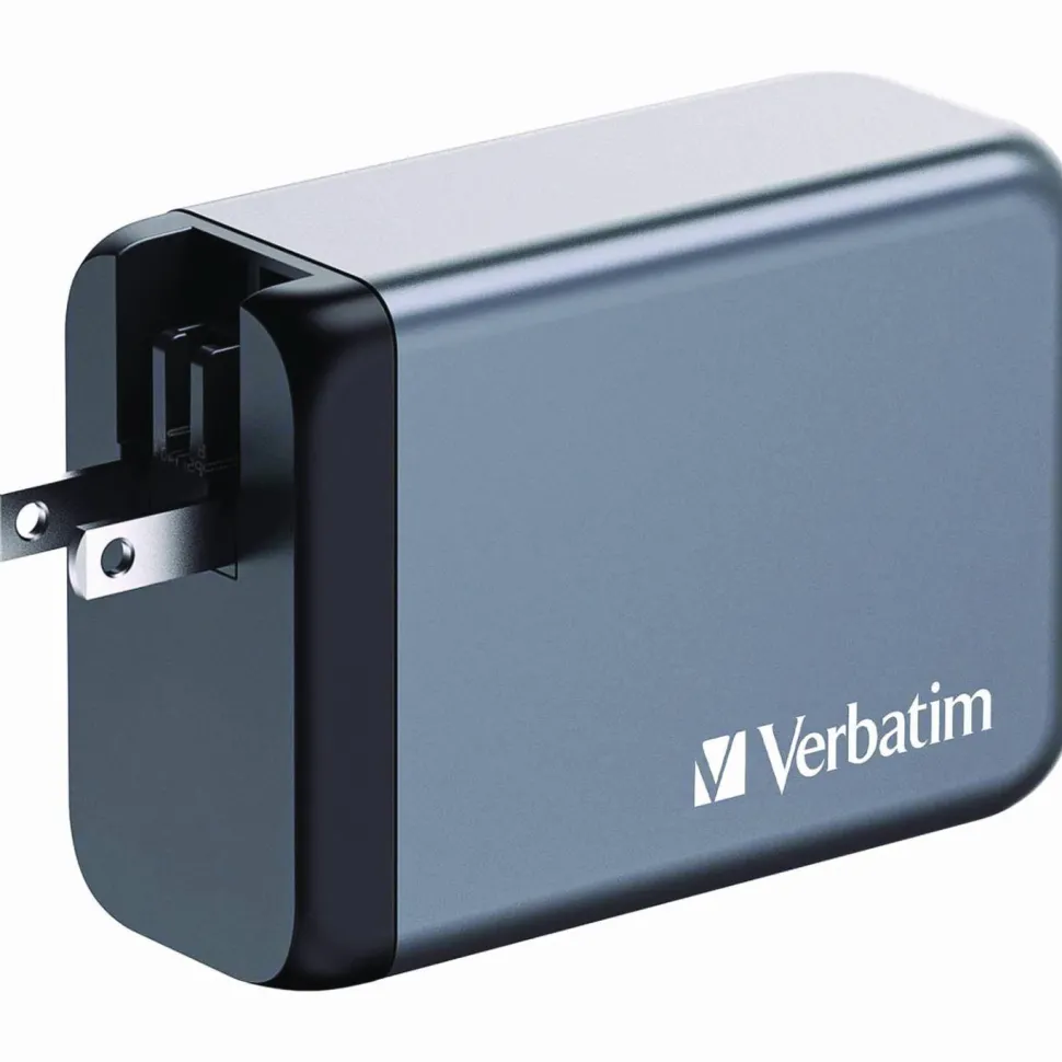 Verbatim 240 W 4-Port GaN Wall Charger, Black/Gray
