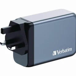 Verbatim 240 W 4-Port GaN Wall Charger, Black/Gray