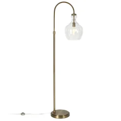 Verona Arc Floor Lamp with Glass Shade in Brass/Seeded