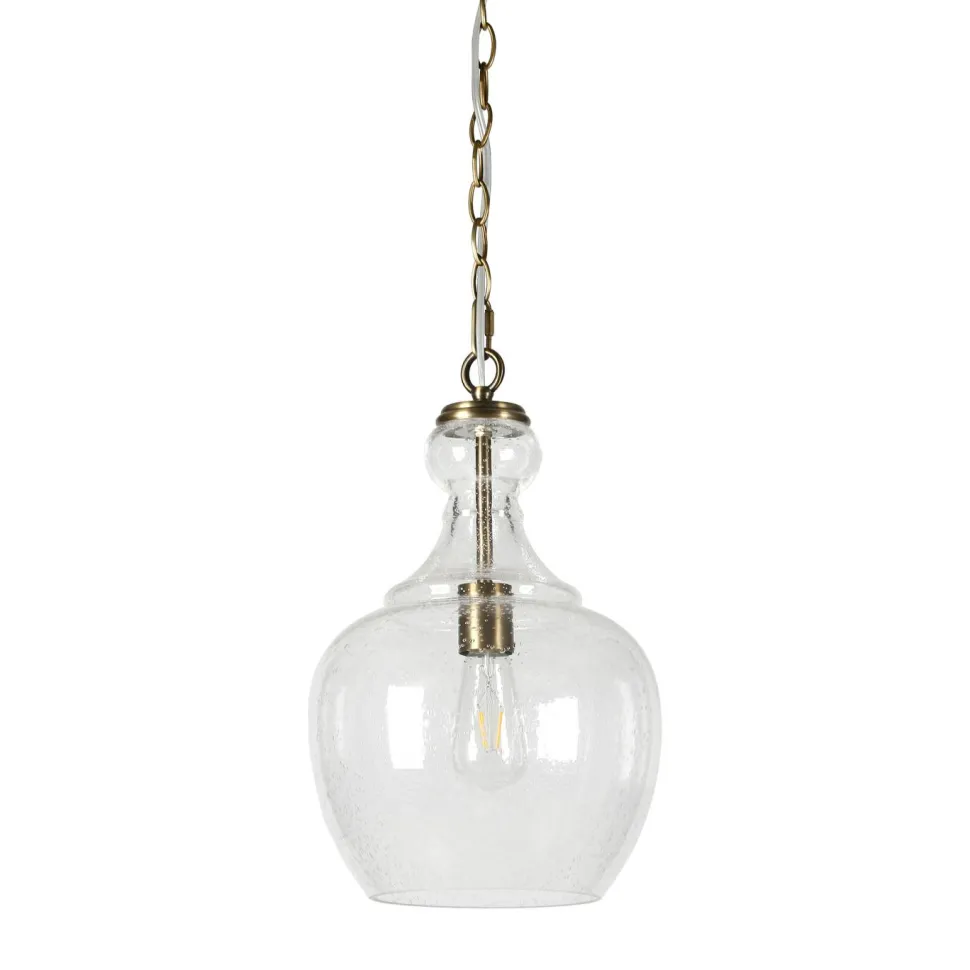 Verona 11" Wide Pendant with Glass Shade in Brass/Seeded