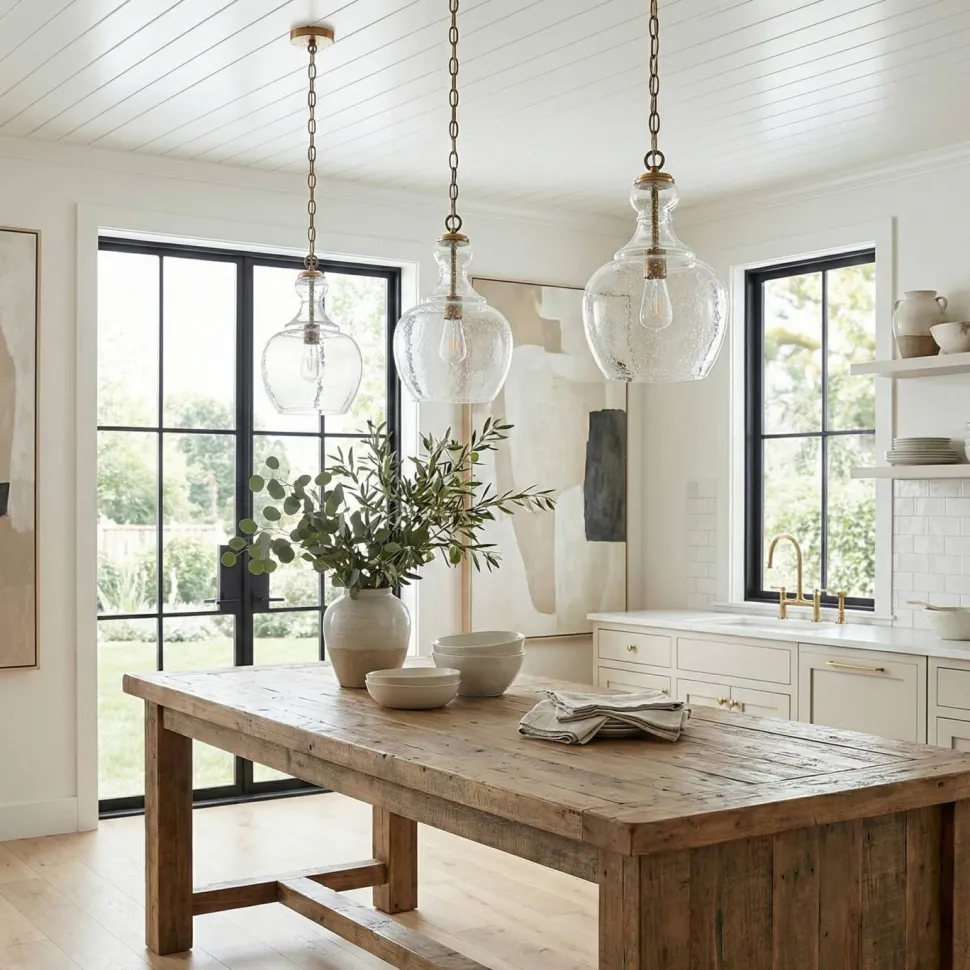 Verona 11" Wide Pendant with Glass Shade in Brass/Seeded
