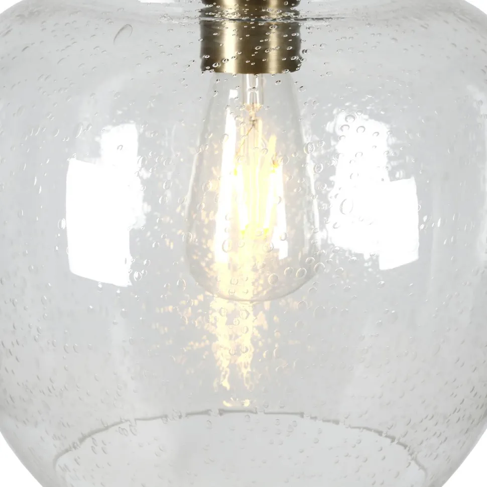 Verona 11" Wide Pendant with Glass Shade in Brass/Seeded