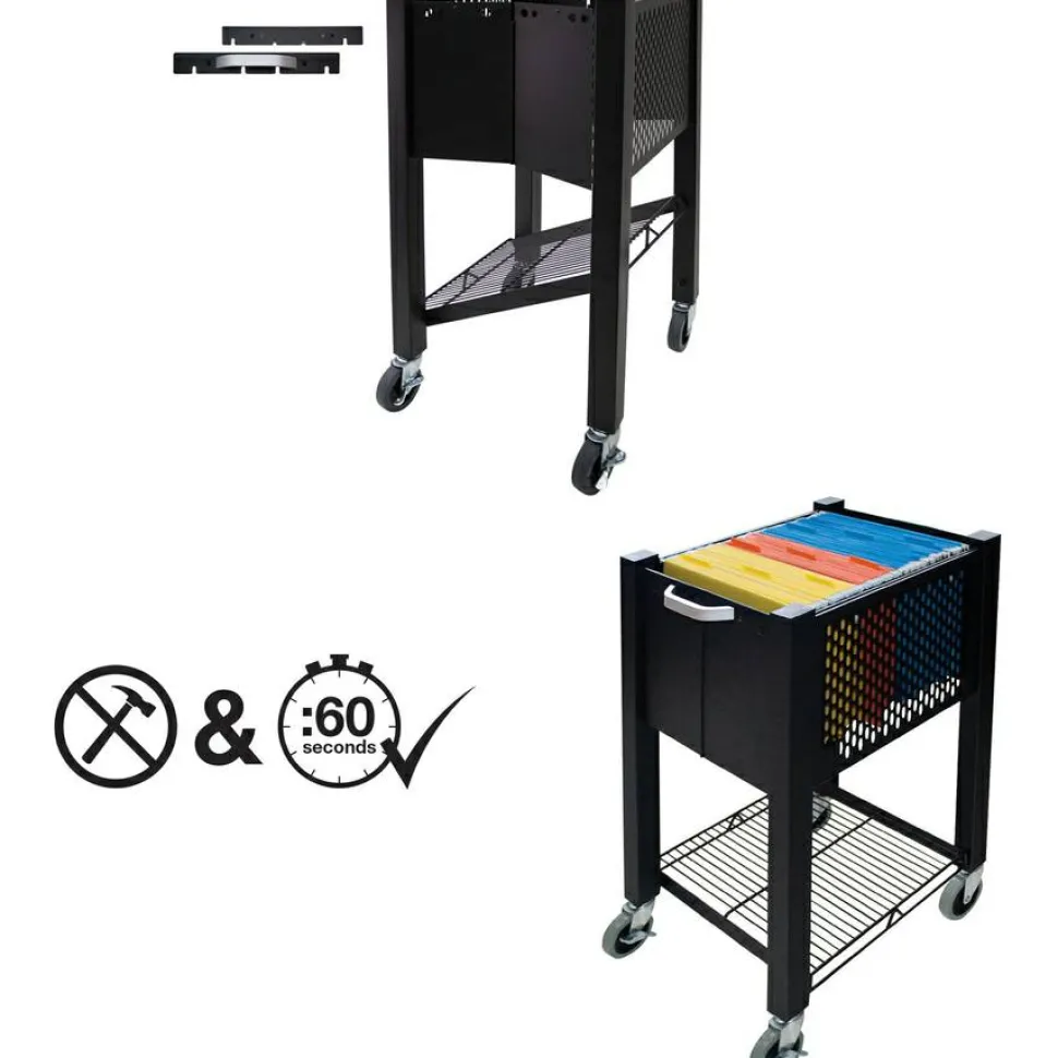 Vertiflex SmartWorx Sidekick Steel File Cart, 27 3/4"H x 15"W x 16 1/2"D, Black