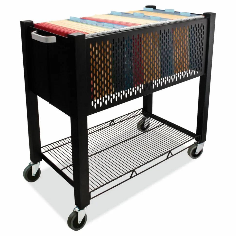 Vertiflex SmartWorx Steel Open-Top Filing Cart, 27 3/4"H x 15"W x 28 3/4"D, Black
