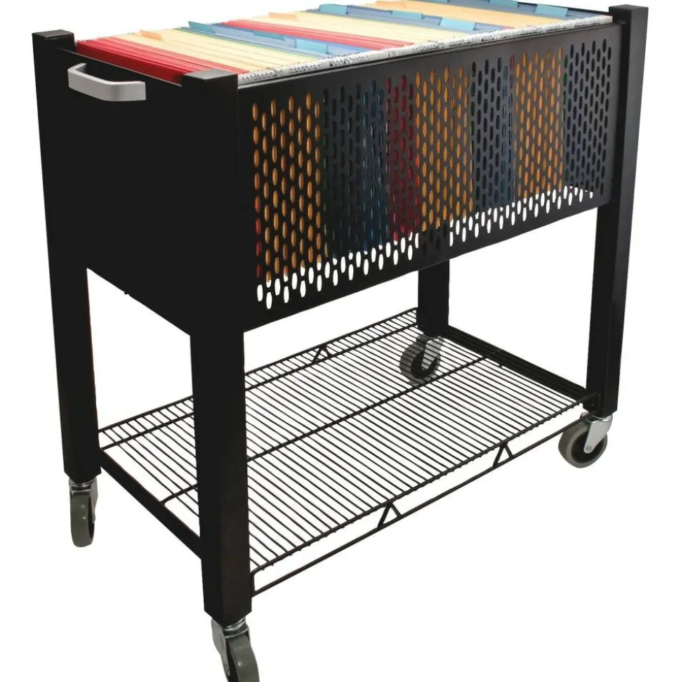 Vertiflex SmartWorx Steel Open-Top Filing Cart, 27 3/4"H x 15"W x 28 3/4"D, Black