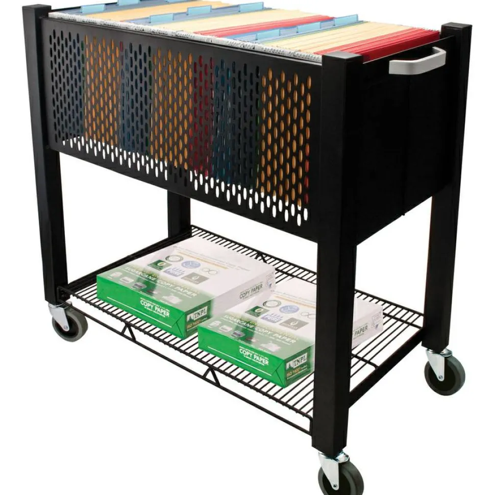 Vertiflex SmartWorx Steel Open-Top Filing Cart, 27 3/4"H x 15"W x 28 3/4"D, Black