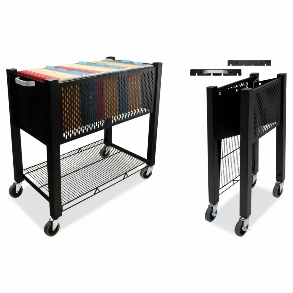 Vertiflex SmartWorx Steel Open-Top Filing Cart, 27 3/4"H x 15"W x 28 3/4"D, Black