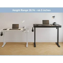 47” Vetra Electric Height-Adjustable Standing Desk, White, BIFMA Compliant