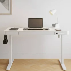 47” Vetra Electric Height-Adjustable Standing Desk, White, BIFMA Compliant