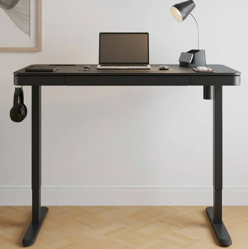 47” Vetra Electric Height-Adjustable Standing Desk, Black, BIFMA Compliant