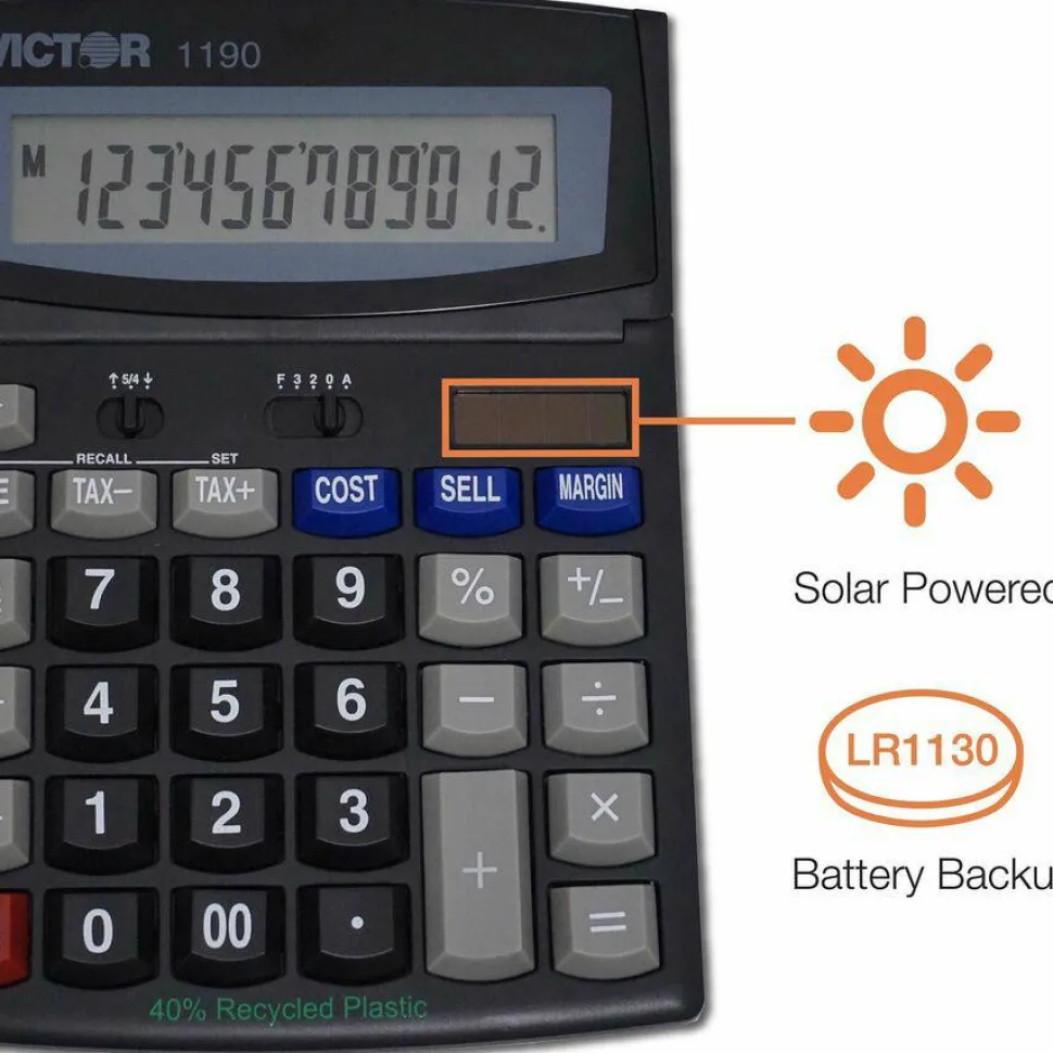 Victor 1190 Desktop Display Calculator, Black