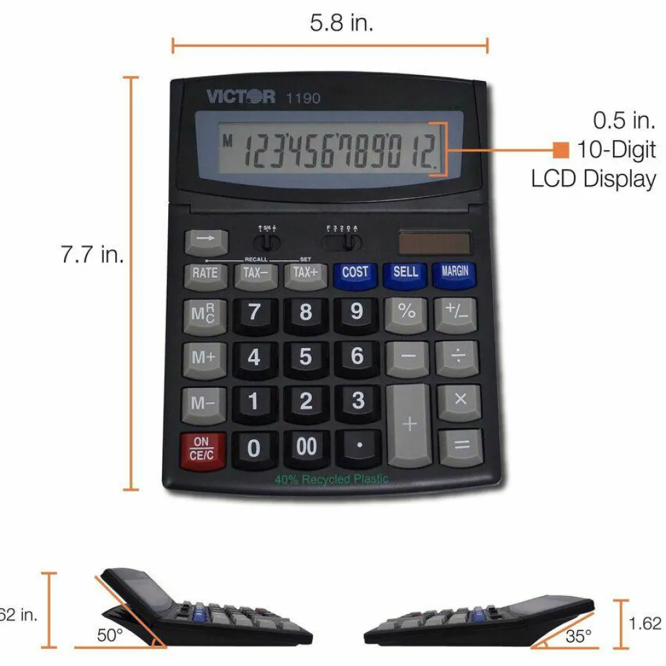 Victor 1190 Desktop Display Calculator, Black