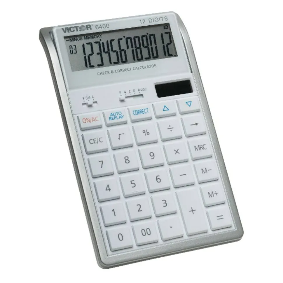 Victor 6400 12-Digit Desktop Calculator, White/Silver