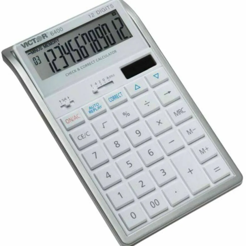 Victor 6400 12-Digit Desktop Calculator, White/Silver