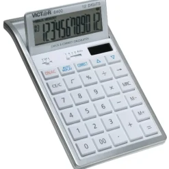 Victor 6400 12-Digit Desktop Calculator, White/Silver