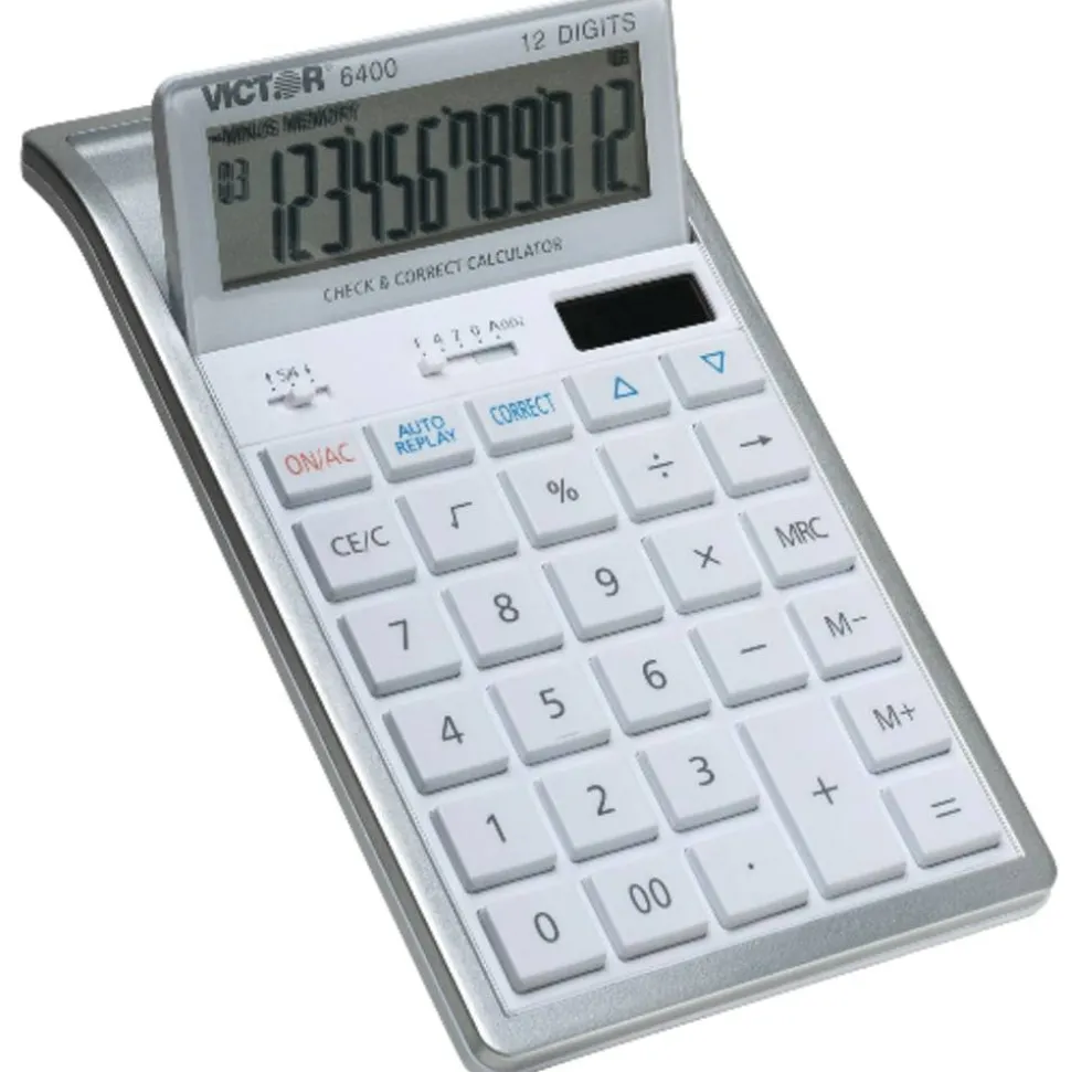Victor 6400 12-Digit Desktop Calculator, White/Silver