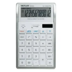 Victor 6400 12-Digit Desktop Calculator, White/Silver