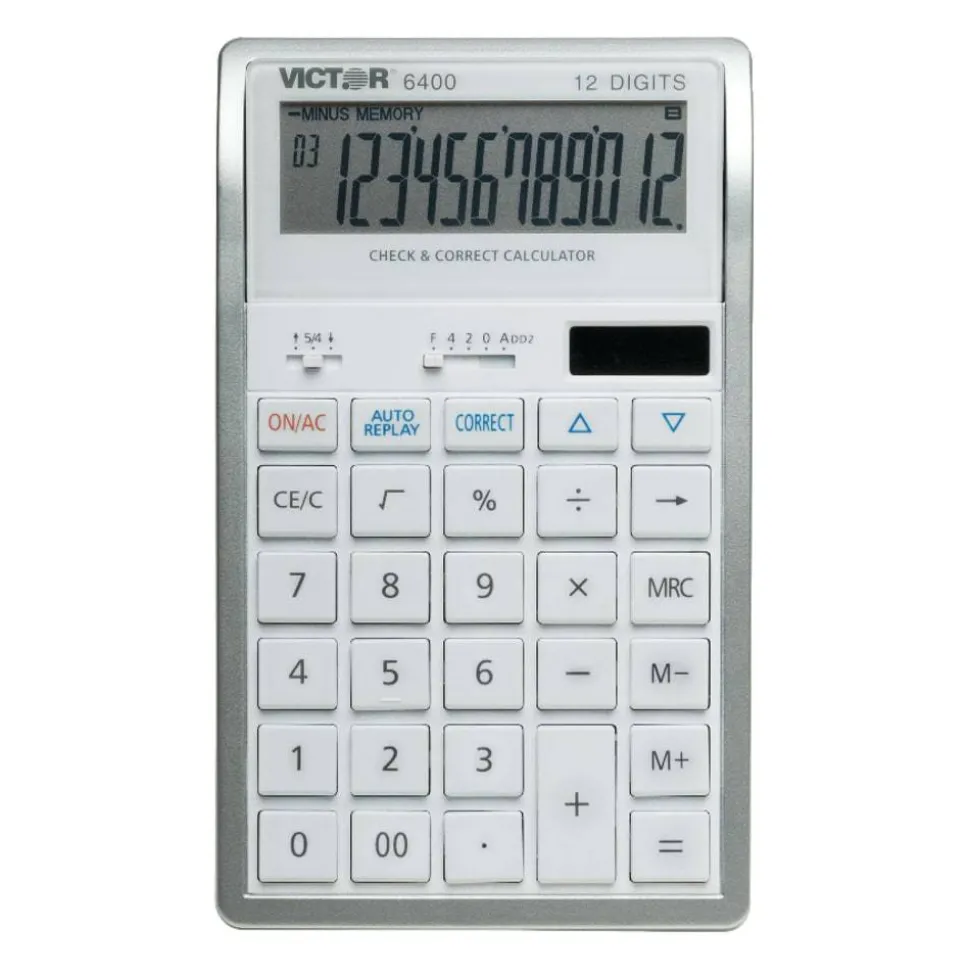 Victor 6400 12-Digit Desktop Calculator, White/Silver