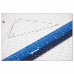 Victor Easy Read Stainless Steel Ruler, Standard/Metric, 18".25 Long, Blue