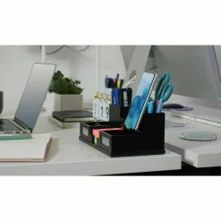 Victor Midnight Black Collection Desk Organizer With Smartphone Holder, 5 1/2