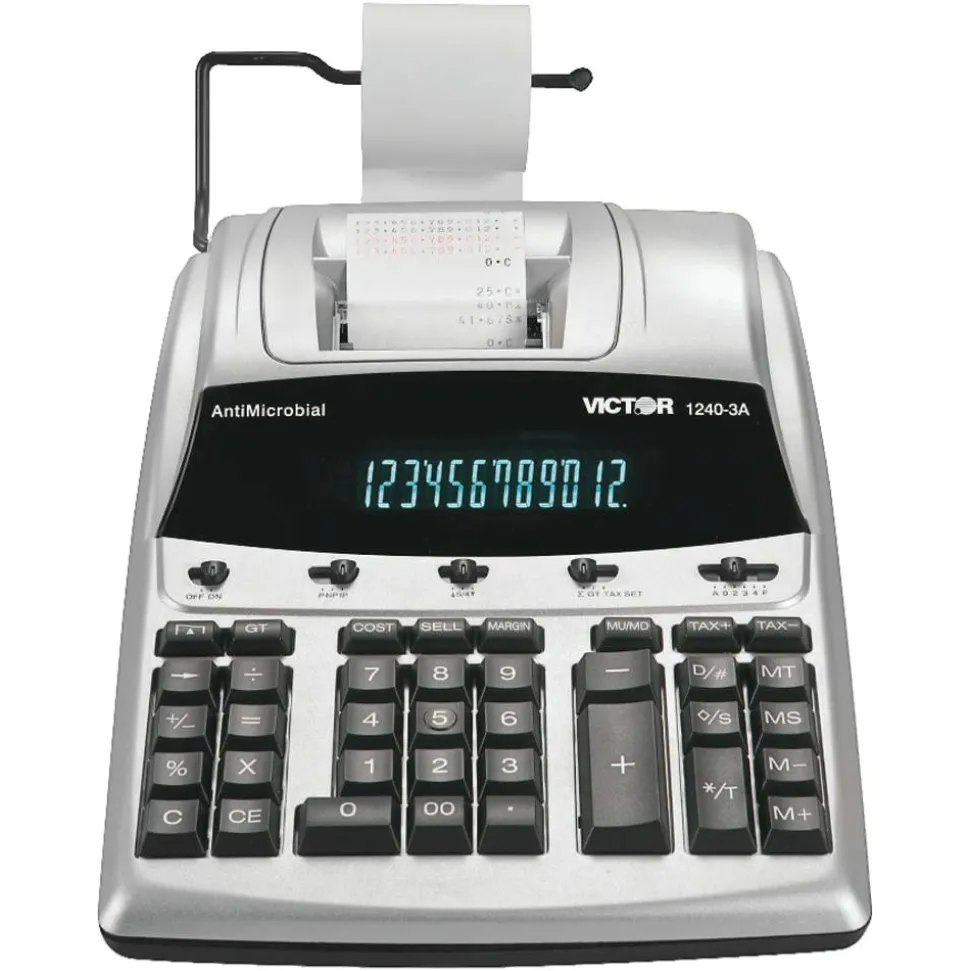 Victor 1240-3A 12-Digit Heavy-Duty Commercial Printing Calculator With Antimicrobial Protection