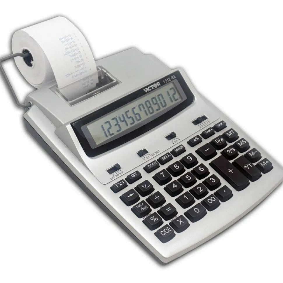 Victor 1212-3A Printing Calculator With Antimicrobial Protection, Blue/Red Print, 2.7 Lines/Sec