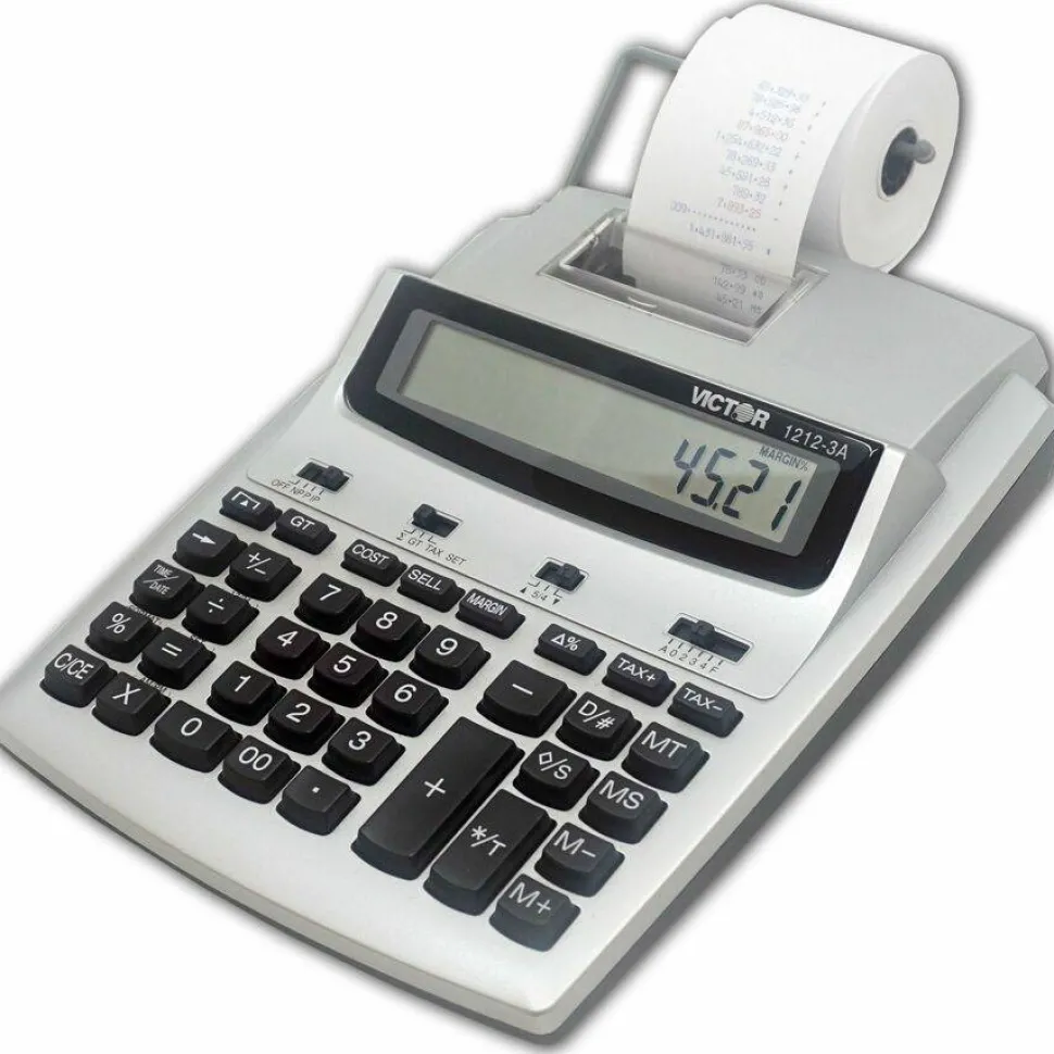 Victor 1212-3A Printing Calculator With Antimicrobial Protection, Blue/Red Print, 2.7 Lines/Sec