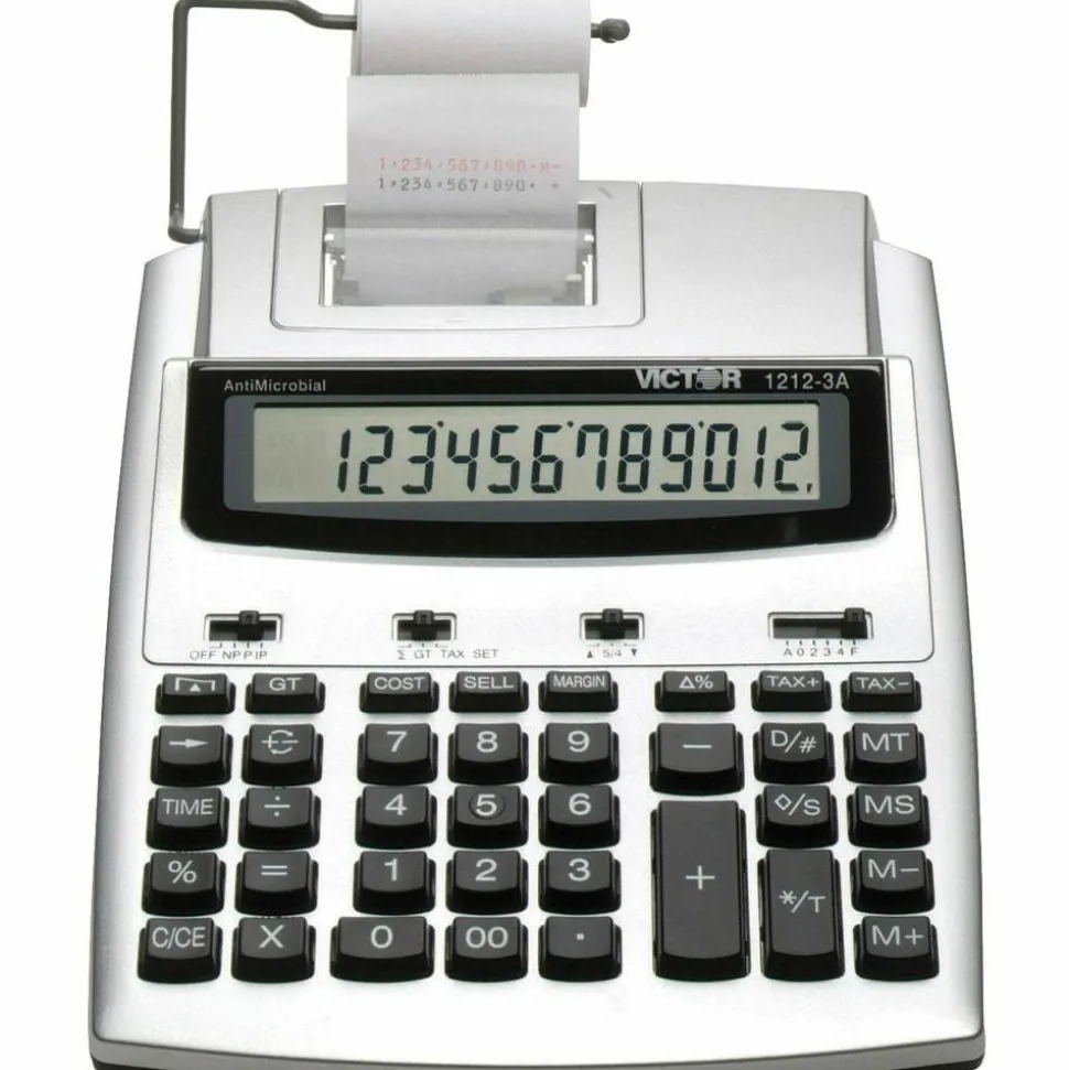 Victor 1212-3A Printing Calculator With Antimicrobial Protection, Blue/Red Print, 2.7 Lines/Sec