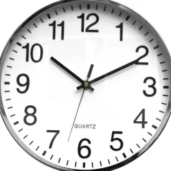 Victory Light Silent Chrome Wall Clock - Chrome, White Case - Wood